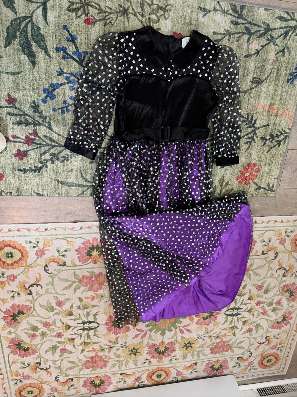 New Target Girls Witch Halloween Costume Dress Size Large Purple & Black - Picture 5 of 16
